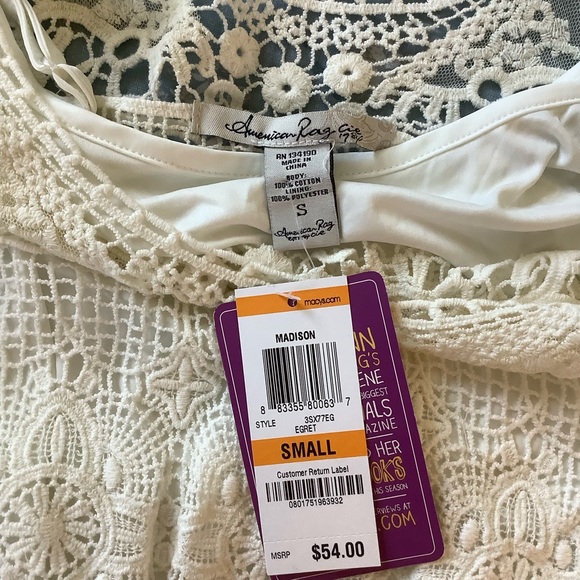 NWT American Rag Cie Lined Sleeveless Tiered Crochet Dress Size Small - Picture 9 of 9